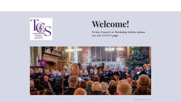 Screenshot of the Towcester Choral Society website