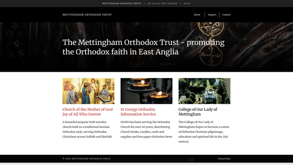 Screenshot of the Mettingham Orthodox Trust website