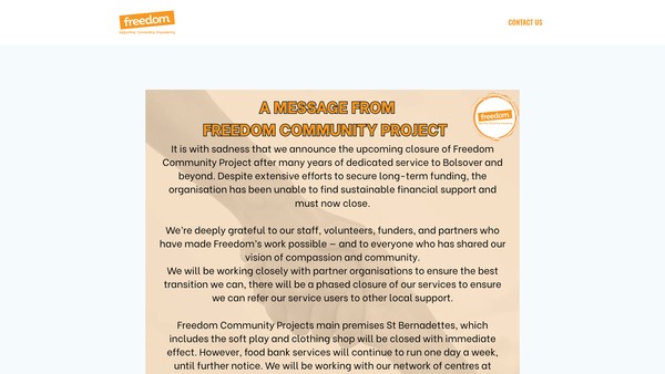 Screenshot of the Freedom Community Project website