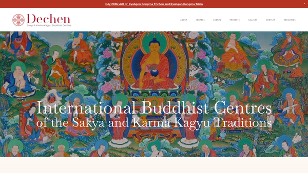 Screenshot of the Kagyu Dechen Buddhism website