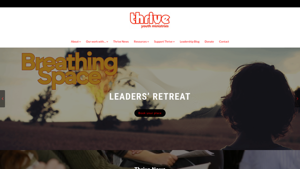 Screenshot of the Thrive Youth Ministries website