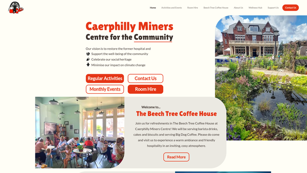 Screenshot of the Caerphilly Miners Centre For The Community website