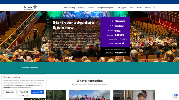 Screenshot of the North Lincolnshire District Scout Council website