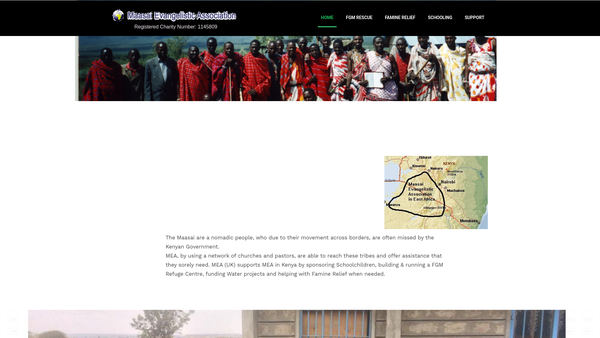 Screenshot of the Maasai Evangelistic Association UK Trust website