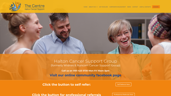 Screenshot of the Halton Cancer Support Group website