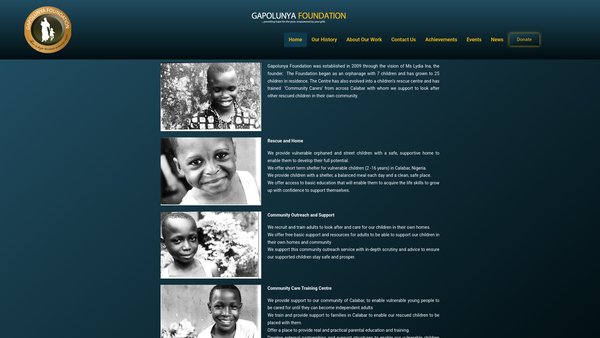 Screenshot of the Gapolunya Foundation website