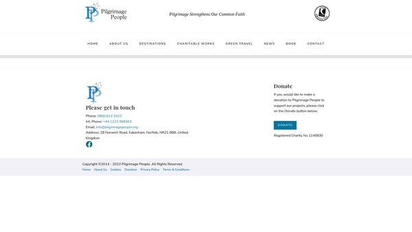 Screenshot of the Pilgrimage People website