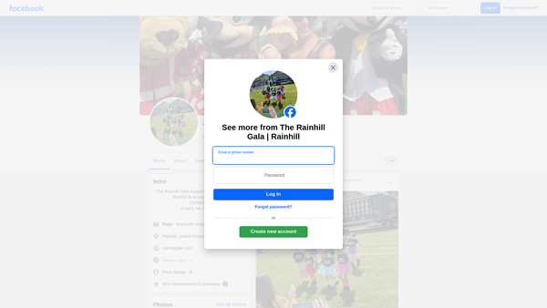 Screenshot of the The Rainhill Gala website