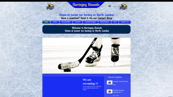 Screenshot of the Haringey Junior Ice Hockey Club website