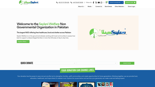 Screenshot of the Saylani Welfare UK website
