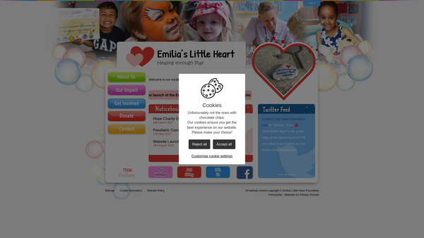 Screenshot of the Emilia's Little Heart Foundation website