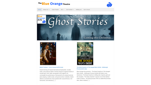Screenshot of the Blue Orange Arts Ltd website