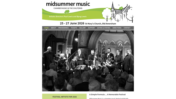 Screenshot of the Midsummer Music website