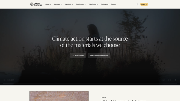 Screenshot of the Textile Exchange Europe website