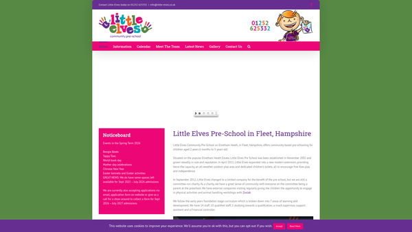 Screenshot of the Little Elves Community Pre-School Ltd website