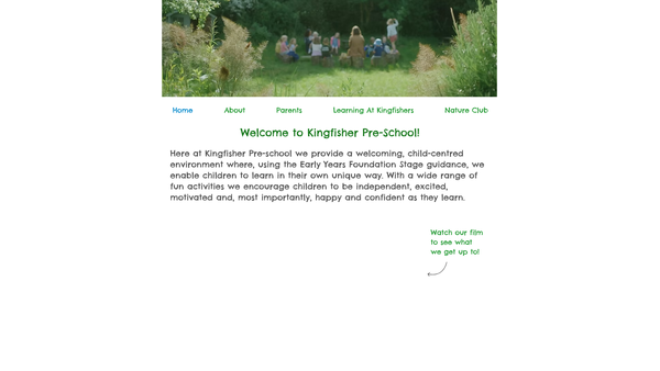 Screenshot of the Kingfisher Pre-School (Kingsand) website