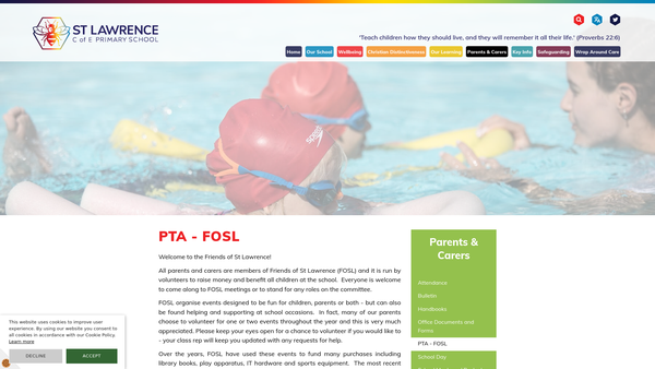 Screenshot of the Friends Of St Lawrence C Of E Primary School website