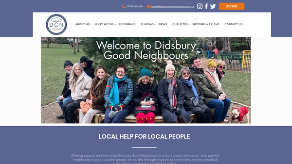 Screenshot of the Didsbury Good Neighbours website