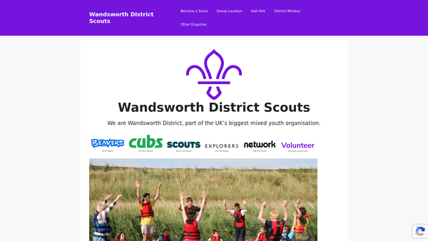 Screenshot of the Wandsworth District Scout Council website