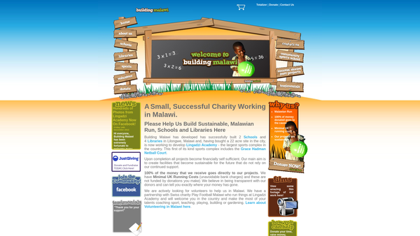 Screenshot of the Building Malawi website