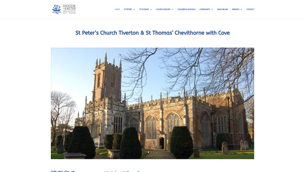 Screenshot of the Parochial Church Council Of The Ecclesiastical Parish Of St Peter's Church. Tiverton, Devon. website