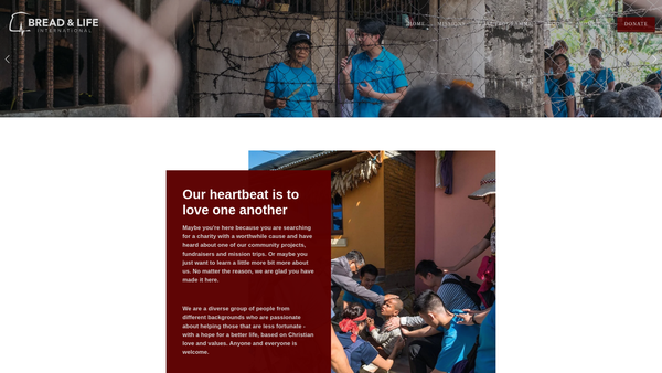 Screenshot of the Bread & Life International: Restore, Rebuild & Revive website