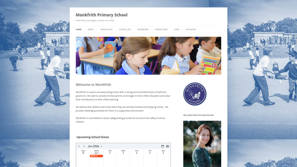 Screenshot of the Friends Of Monkfrith School website