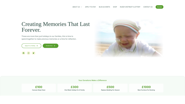 Screenshot of the Ruddi's Retreat website