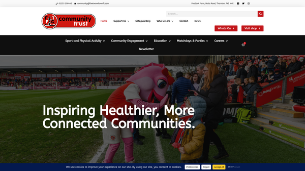 Screenshot of the Fleetwood Town Community Trust website