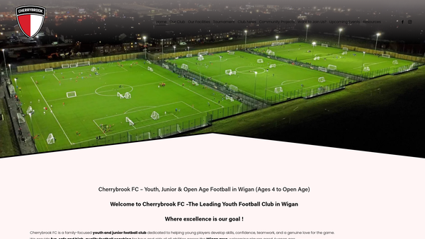 Screenshot of the Cherrybrook Jfc website