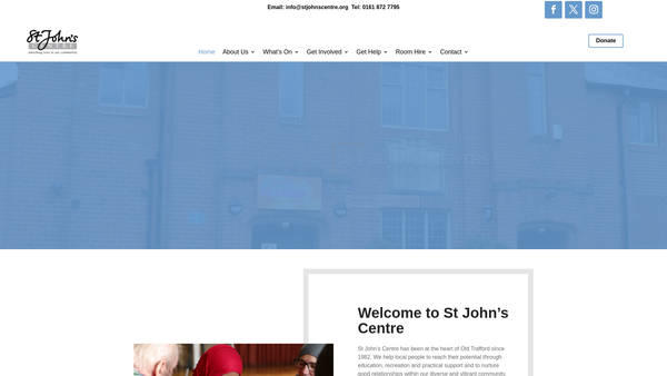 Screenshot of the St John's Centre website