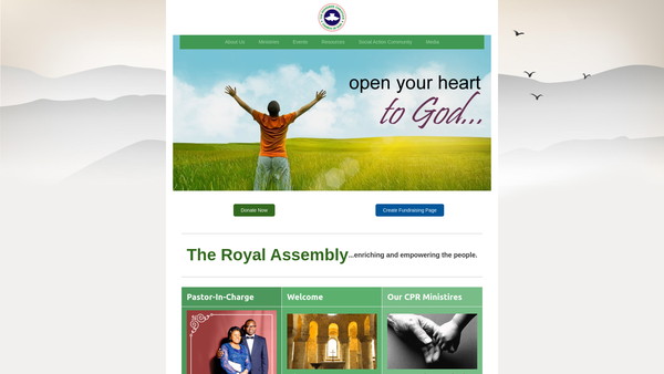 Screenshot of the The Redeemed Christian Church Of God The Royal Assembly, Sheffield website