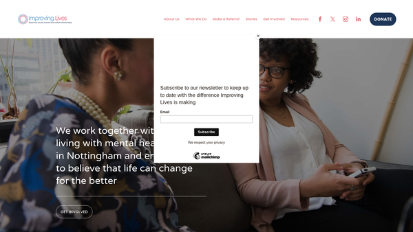 Screenshot of the Improving Lives Notts Ltd website