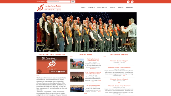 Screenshot of the The Sussex Harmonisers website