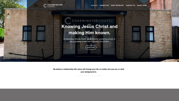 Screenshot of the Charminster Chapel (Bournemouth) website