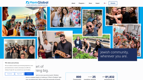 Screenshot of the Moishe House website