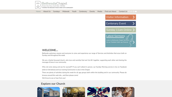 Screenshot of the Bethesda Chapel Dinas Powys website