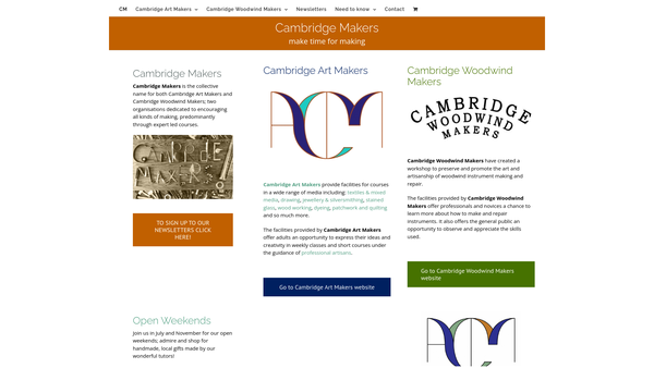 Screenshot of the Cambridge Woodwind Makers website