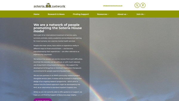 Screenshot of the Soteria Network website
