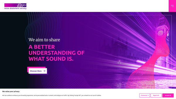 Screenshot of the The Noise Abatement Society website