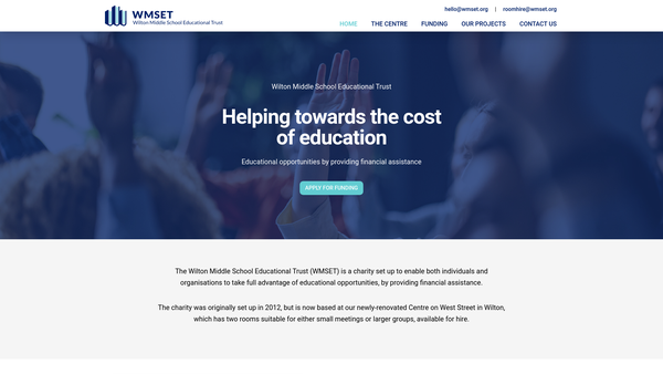 Screenshot of the Wilton Middle School Educational Trust website