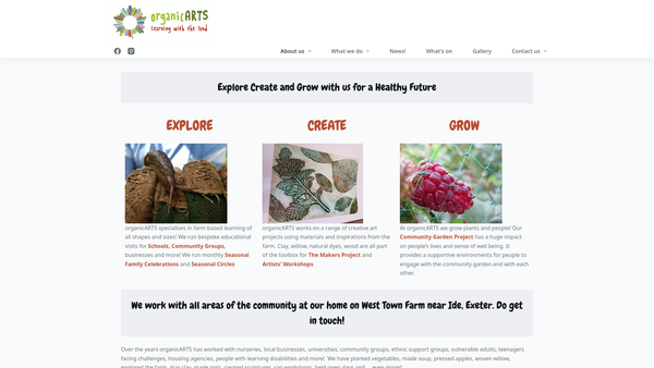 Screenshot of the Organicarts website