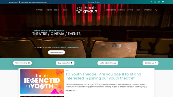 Screenshot of the Theatr Gwaun Community Trust website