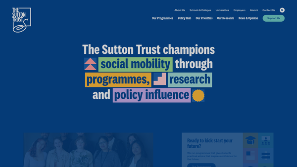 Screenshot of the The Sutton Trust website