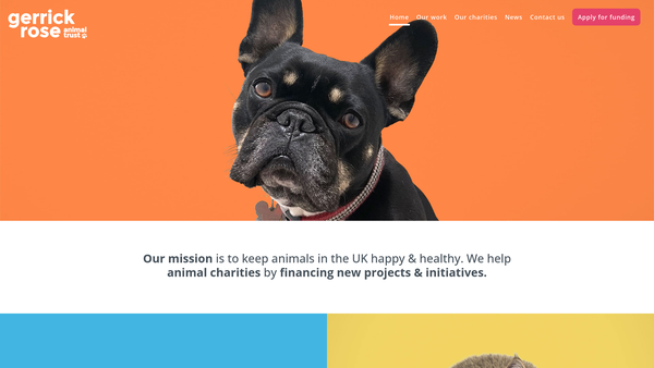 Screenshot of the The Gerrick Rose Animal Trust website