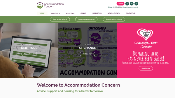 Screenshot of the Accommodation Concern website