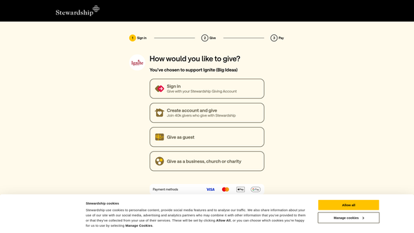 Screenshot of the Ignite (Big Ideas) website
