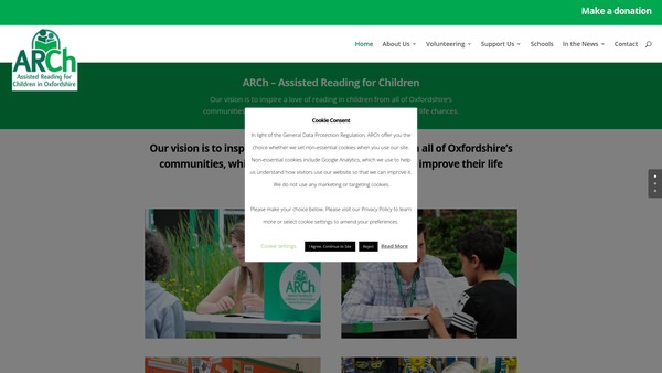 Screenshot of the Assisted Reading For Children website