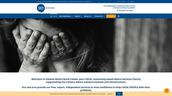 Screenshot of the Rural Cambs Citizens Advice Bureau Ltd website