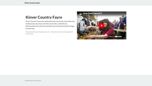 Screenshot of the Kinver Country Fayres Limited website